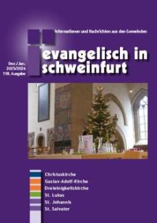 Titelbild der Ausgabe. Weihnachtsbaum in St. Johannis, im Vordergrund ein gedeckter Tisch von der Vesperkirche